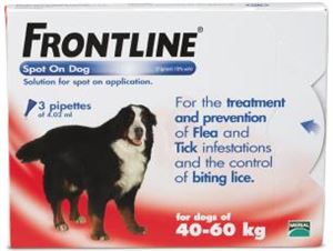 Picture of Frontline Spot On Extra Large Dog 40kg+ 3 Pipettes
