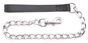 Picture of Heritage Diamond Heavy Chain Lead W/leather Handle Black 80cm