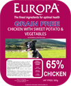 Picture of Europa Grain Free Chicken, Sweet Potato & Vegetables 395g Tray