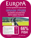 Picture of Europa Grain Free Salmon & Ocean Fish with Sweet Potato 395g Tray