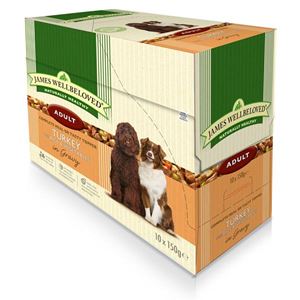 Picture of James Wellbeloved Pouches - Dog Adult Pouch Turkey With Rice 150g x 10